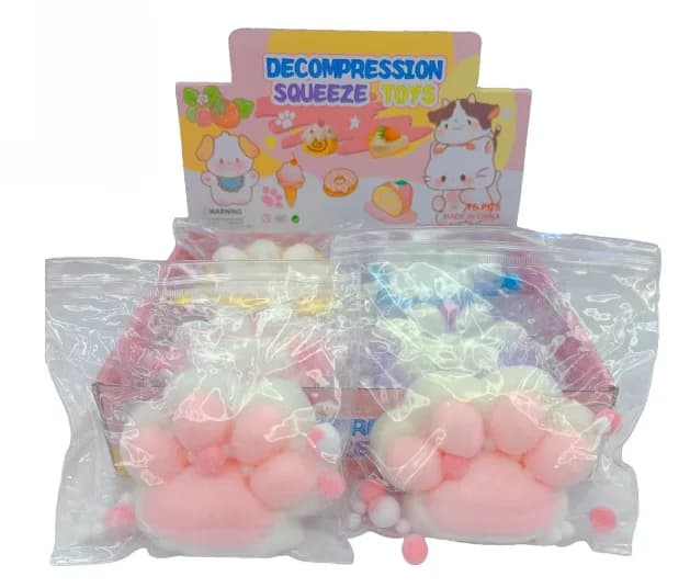 Large Soft White and Pink Cat Paw Squishy
